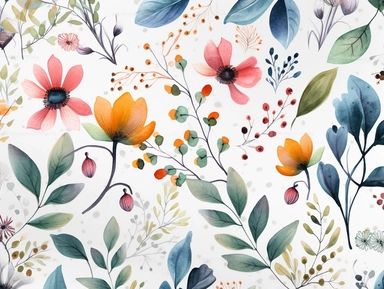 flora, flowers, Watercolor, vector, white background, clipart, Seamless patterns, repeating patterns design, flat illustration, outlined , Vector, 4K, Art station, digital print, highly detailed clean, A detailed illustration a field,3D vector art, cute and quirky, fantasy art, watercolor effect, bokeh, Adobe Illustrator, hand-drawn, digital painting, low-poly, soft lighting, bird's-eye view, isometric style, retro aesthetic, focused on the character, 4K resolution, vector image, photorealistic 