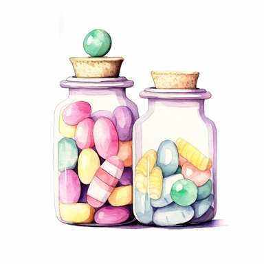 whimsical watercolour clip art against a white background easter themed candy in glass jars