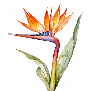 watercolor clipart strelitzia from south africa