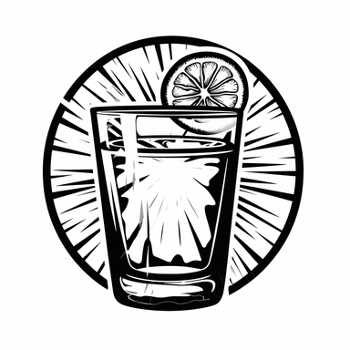 A clipart logo in black and white. symbolizing a bitter drink