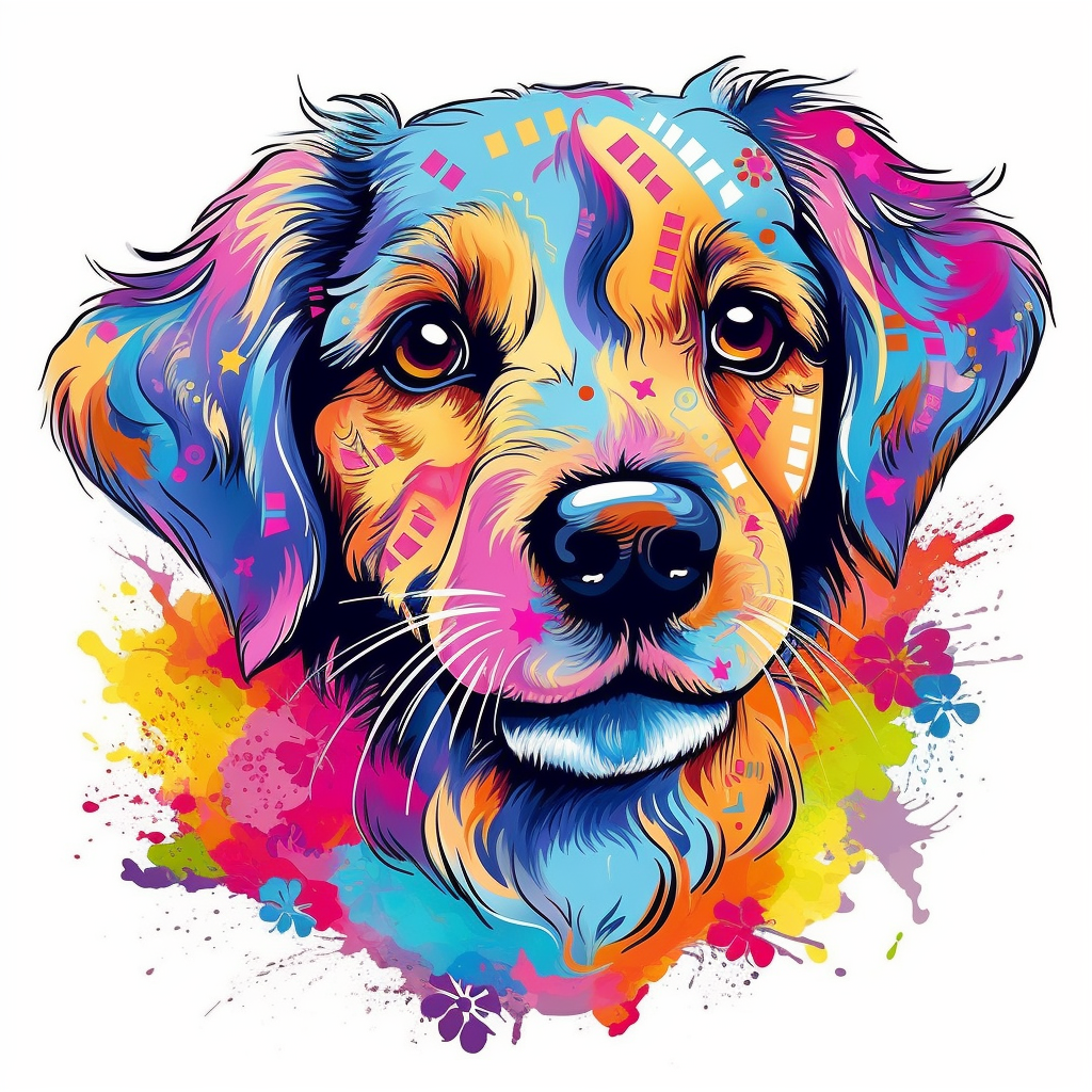 vector art of a dog illustration, vivid colors, colorful, pastel cute ...