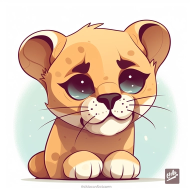 Cougar, kawaii, vector, digital art, clipart, clean lines, white background