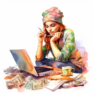 making money from home watercolor clipart