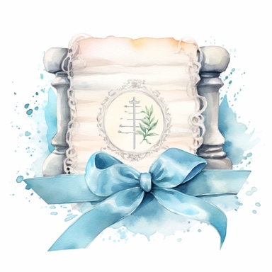 Graceful Baptism Watercolor Clipart - Pastel Blue Baptism Certificate: This clipart represents a baptism certificate in pastel blue, highlighting the official recognition of this spiritual milestone.
