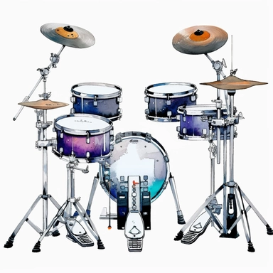Electronic Drum sharp illustration clipart, watercolor art, insane detail, white background