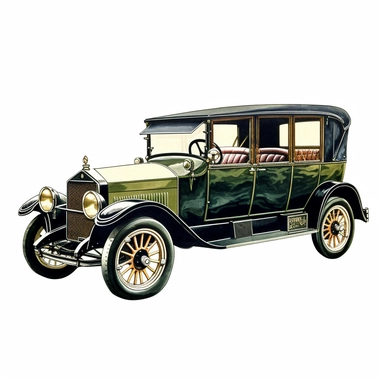 Vintage 1920 Car Illustration, Chromolithograph, 1920s Illustration, Vintage, Chromolithograph, Colorful, Antique, Ephemera, Clipart, 8k, Isolated on white