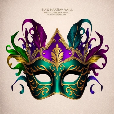 singlular Masquerade Mask Clipart, Mardi Gras mask clip art, Carnival graphics, Venetian mask, costume party, plain background