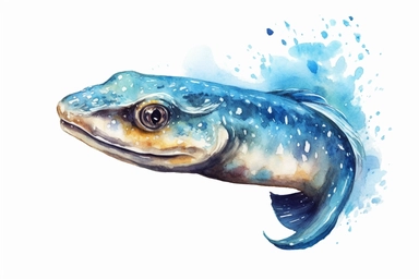Watercolor, Eel Fish, clipart, hd, on a white background, spaced out