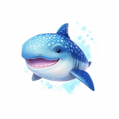 cute whaleshark clipart, illustration by joe chou, white background