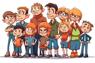 In This Family, No One Fights Alone, clipart, white background, cartoon ,