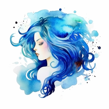 aquarius horoscope, clipart, watercolor, white background
