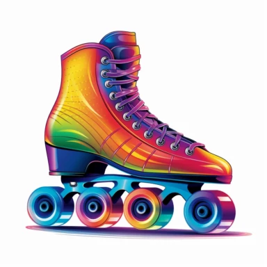 roller skates Side view with coloring rainbow Clipart, Vector Style, High quality, White Background