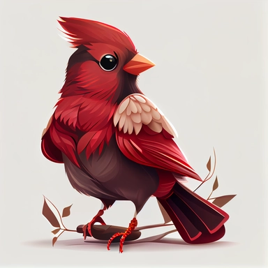 cute cardinal, clipart style, vectors, character illustration, full body, happy,
