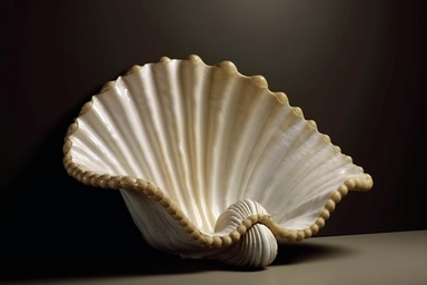 shell bed with pearl decoration, on a black background, like clipart style, mysterious, luxurious, 4k , octane render, unreal engine,
