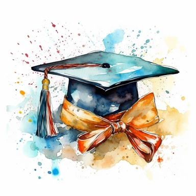 watercolor graduation diploma clipart, white background