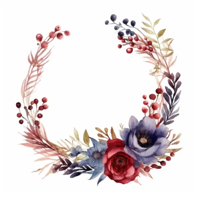 Watercolor Floral, Floral Frame, Navy Burgundy, Wedding Clipart, Botanical