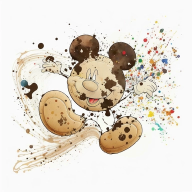 cookies in the shape of Mickey Mouse, funny,sweet , watercolor, watersplash, White Background, Clipart