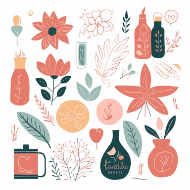 clipart graphics for self care, single design, 8k
