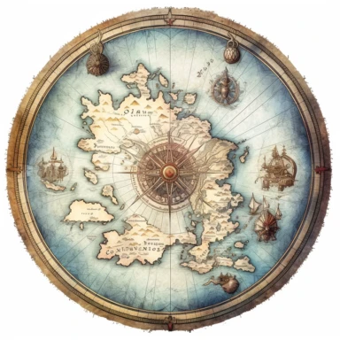 Mystic Cartography: Navigating the Uncharted Realms, isolated on a white background, clipart, highly detailed