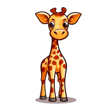 a cute giraffe clipart, white background, cartoon style, thick lines, 2d, vectorize