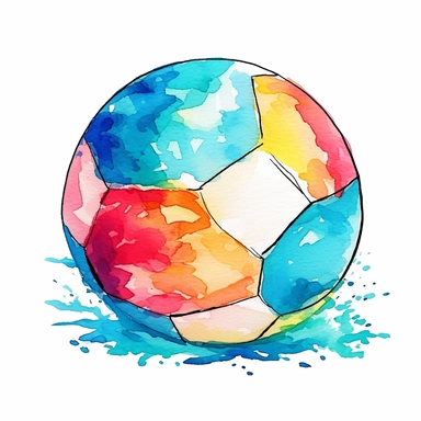 beach ball watercolor style clip art