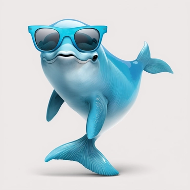 funny dolphin with sunglasses clipart