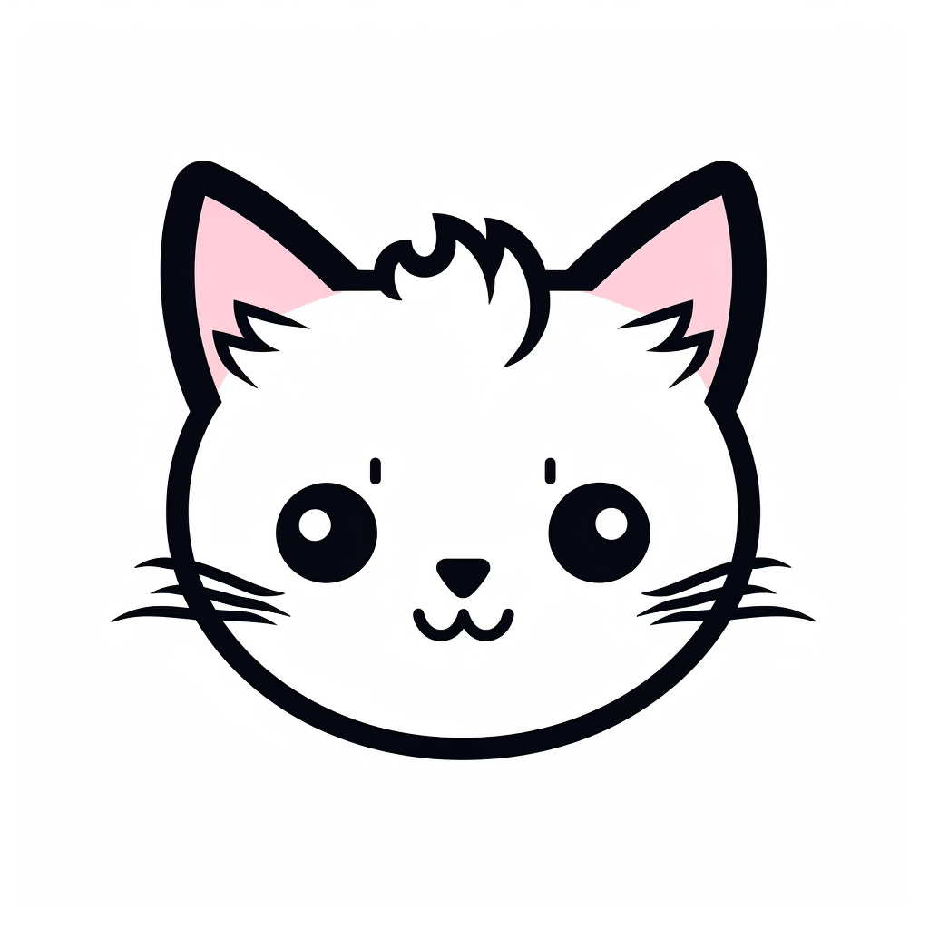 simplified monochrome outline of a cute front facing Munchkin cat head ...