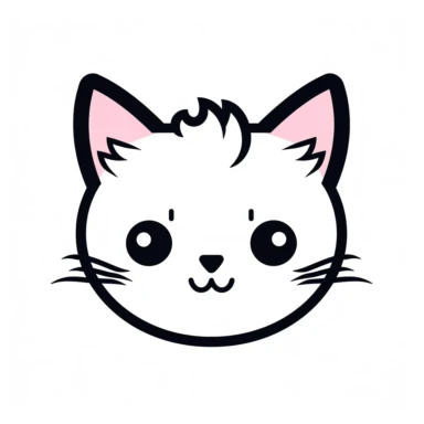 simplified monochrome outline of a cute front facing Munchkin cat head, clipart, svg cut file
