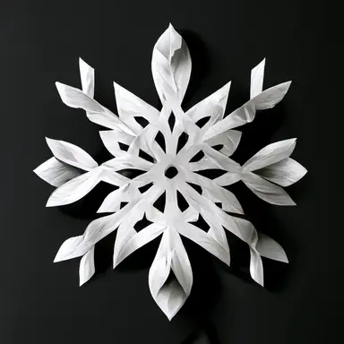 white paper snowflake, snowflake made of white paper, black background, no shadow, realistic, clipart