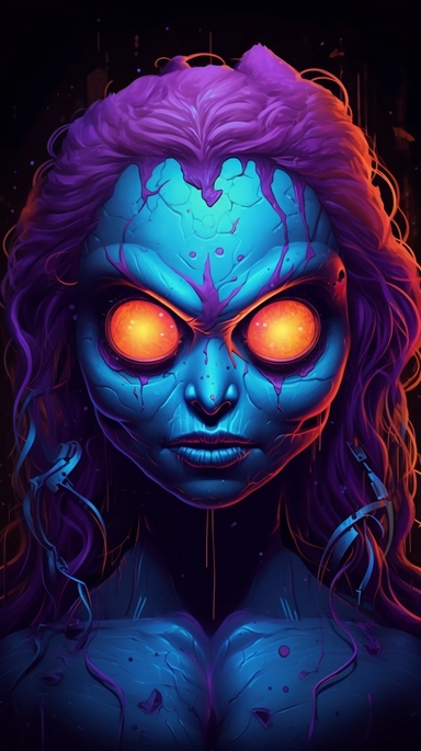webp, oil painting, glowing eyes, clipart, Halloween, glow in the dark, neon, uhd, vivid, colorful, highly detailed,
