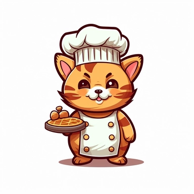 clipart of a Baker cat kawaii style white background