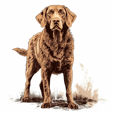 illustration of Chesapeake Bay Retriever dog clipart, isolated, white background