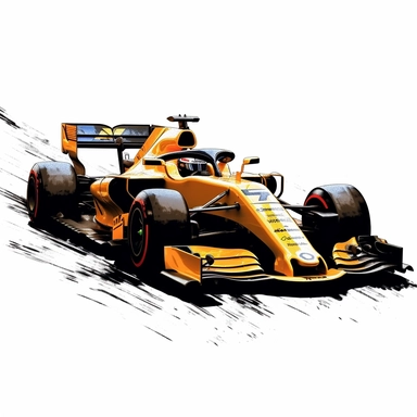 Clipart of the formula one car from Lando Norris with minimal details, aquarel colored cartoon style with thick borders. Only the car. White background, no floor, no shadow