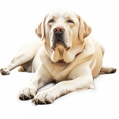 clipart of realistic labrador retriever, full body, lying on back, white background