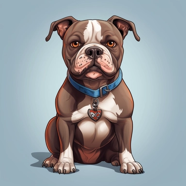 AMERICAN BULLY CLIPART, CARTOON, VECTOR, STRONG DOG, MUSCLE, AMERICAN BULLY MINI, EXOTIC BULLY, color dog white and chocolate, ASPHALT, ULTRA RESOLUTION , 4k, high resolution, 3d