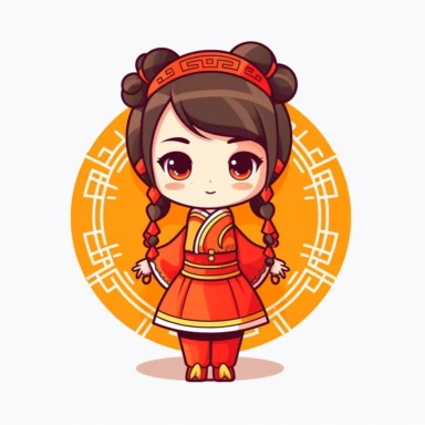 Clip art Chinese New Year costume, flat color, thick lines, cute cartoon white background 8k,--q3