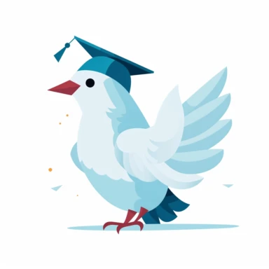 Graduation Dove flat vector clipart white background with margins lovely