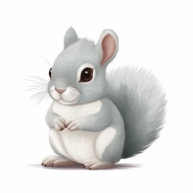 cute baby Gray squirrel clipart, happy, animal only, isolated on white background, illustration, pastel colors, no shadow, vector, high definition, Full HD, 8k