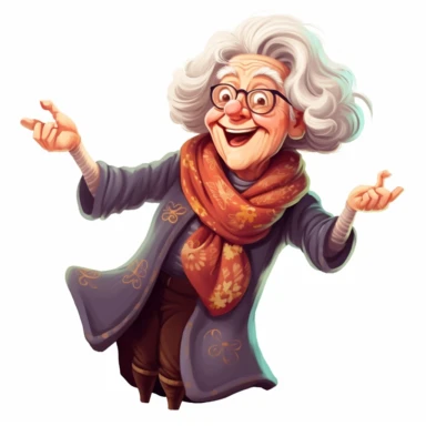 Happy Funny Old Lady Clipart, white background