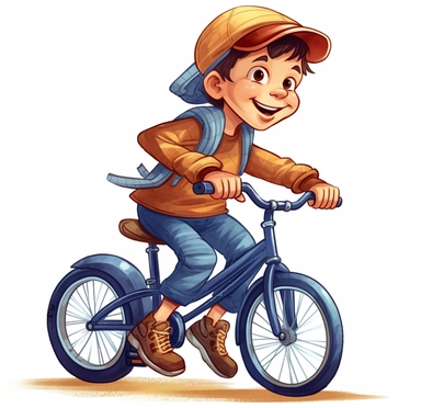 little boy whizzing on his bike stock image of clipart and images, in the style of color gradients, #vfxfriday, dark blue and maroon, bob clampett, saurabh jethani, relatable personality, yellow and navy
