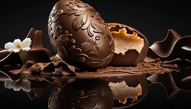 easter eggs gently sink into liquid chocolate, chocolate bar, chocolate eggs, photo clipart, background, delicious, studio photographic light, many intricate details, harmonious composition, volumetric lighting, professional luxury food photographer, photographic lighting + f2. 8 80mm lens, lots of intricate details, canon, sharp focus, ureal photo realism, hyper-realism