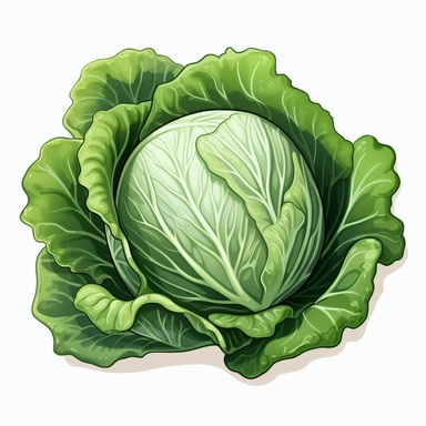 cabbage clipart, cartoon style, no background