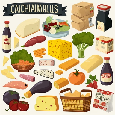 Grocery Clipart Shopping clipart Food Clipart Dinner Clipart Cheese clipart Salami Clipart Grocery Store Clipart Grocery Shopping image