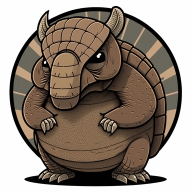 Clipart style armadillo with a grouchy face