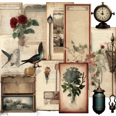 vintage Victorian Junk Journal kit clipart