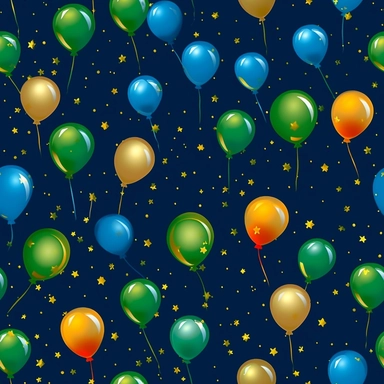 birthday balloons bright colors blue royal blue green gold high detail deep blue background clipart seamless tile