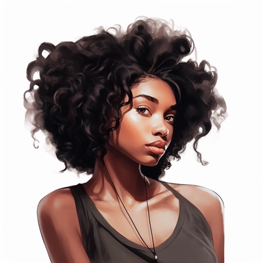 ultra detailed Black Girl Self Love Clipart , solid white background, beautifull, contour, Self-Love and Confidence, super cute, african american, Messy wob hairstyle, straight hairs PHOTOREALISM, portrait photography by ANIMATION