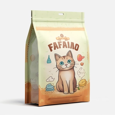 minimalist, cat food bag, hd, isolated on white background, with border, png, clipart
