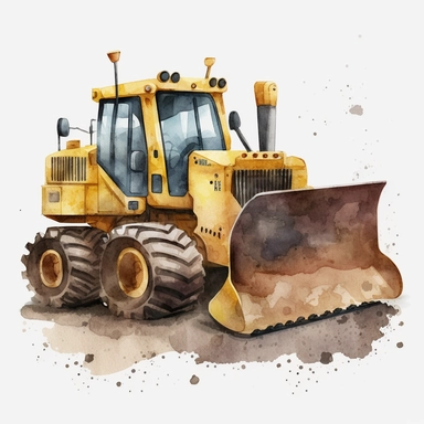 bulldozer for kids watercolor items clipart