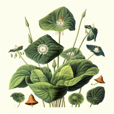 clipart, vintage wild ginger (Asarum canadense)botanical illustration, from forests of Eastern North American